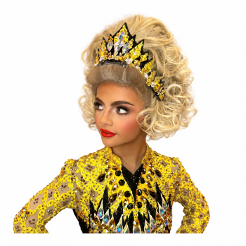 Camelia Rose Rosie Bob wig with gold and black crown