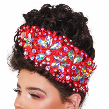 Camelia Rose Large Crystal Lace shown on a model against a white background